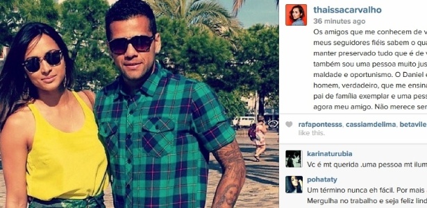 Thaíssa Carvalho falou no Instagram sobre o fim do namoro com Daniel Alves