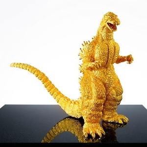 A estátua de ouro de Godzilla que comemora os 60 anos do rei dos monstros - Divulgação