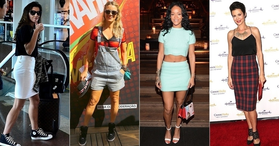 Montagem para álbum moda dos anos 90: Deborah Secco, Christine Fernandes, Rihanna e Catherine Bell - AgNews/Getty Images