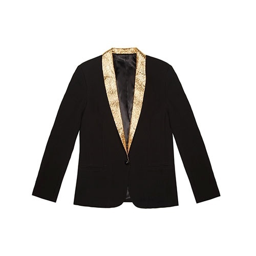 Blazer preto com lapela dourada, da Rapsodia. Preço: R$ 399. Informações: www.rapsodia.com.br | Preço e disponibilidade pesquisados em julho de 2014 e sujeitos a alterações - Divulgação