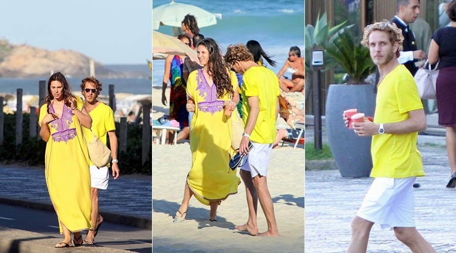 23.jul.2014 - Andrea Casiragui, príncipe de Mônaco, passeou com a mulher, Tatiana Santo Domingo, pela praia de Ipanema, zona sul do Rio