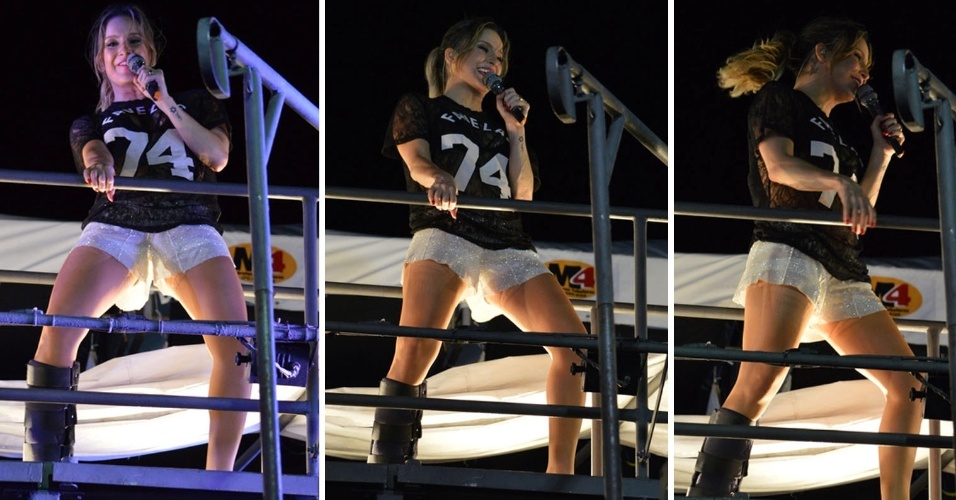 24.jul.2014 - Claudia Leitte faz seu estreia de seu Bloco Largadinho em Fortaleza com o pé imobilizado. A cantora não desanimou mesmo estando com os movimentos limitados