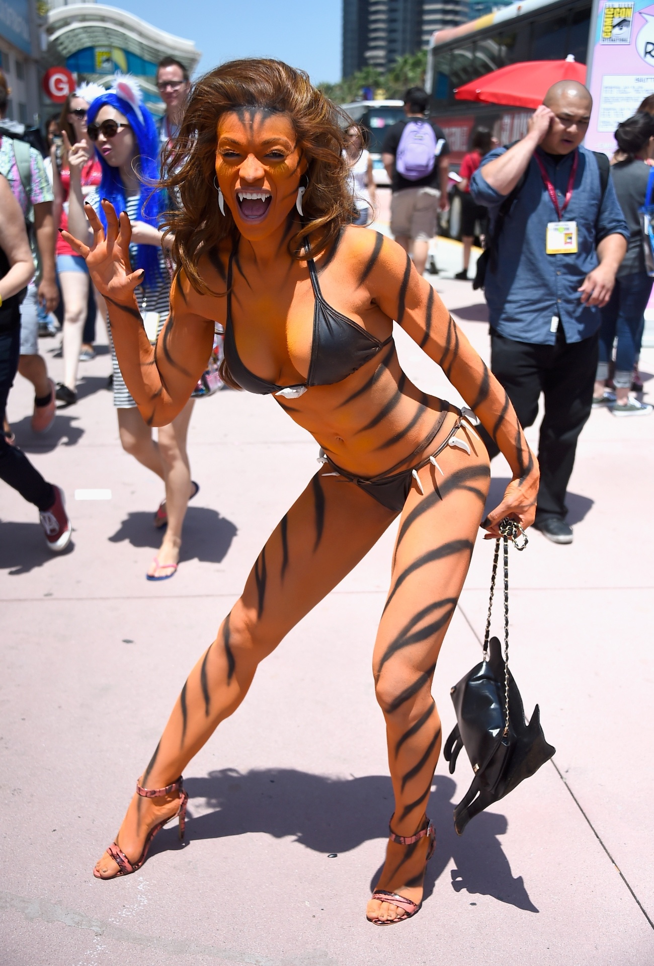 26.jul.2014 - Uma mulher se fantasia de Tigresa, de Os Vingadores, na Comic-Con 2014, em San Diego - Getty Images