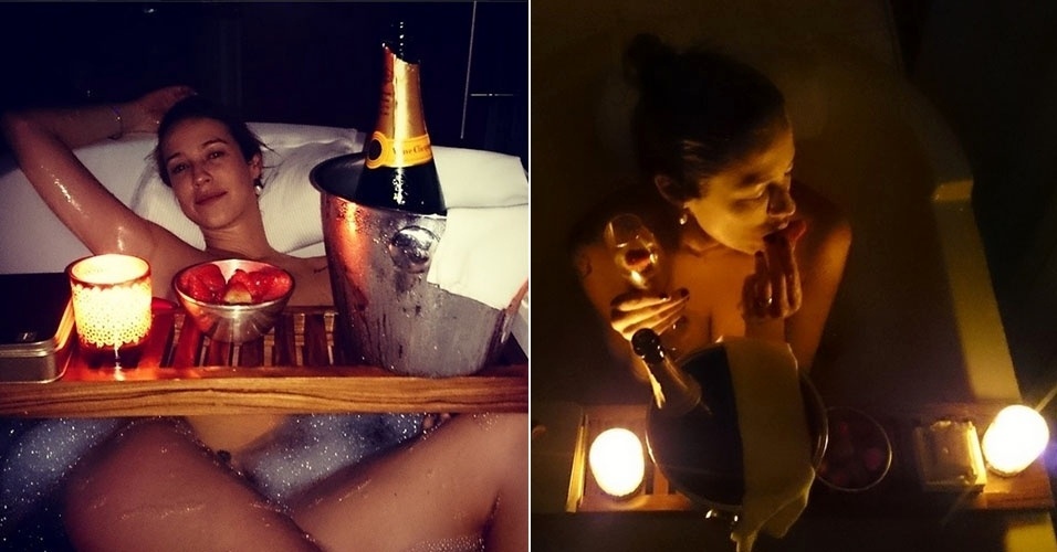 29,jul.2014 - Pedro Scooby postou fotos ousadas de Luana Piovani da comemoração de um ano de casamento com a atriz, que teve direito a champanhe e morango à luz de velas