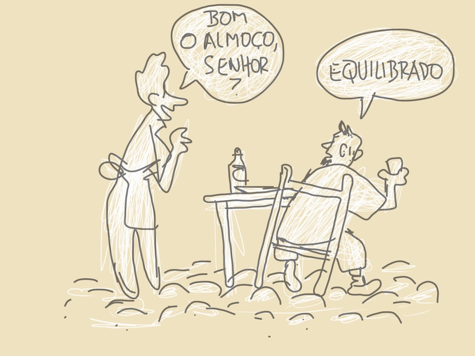 30.jul.2014 - O primeiro almoço na Flip: boa comida, mesinha a céu aberto e cadeira balançando em cima das pedras do calçamento irregular do centrinho histórico - Orlando