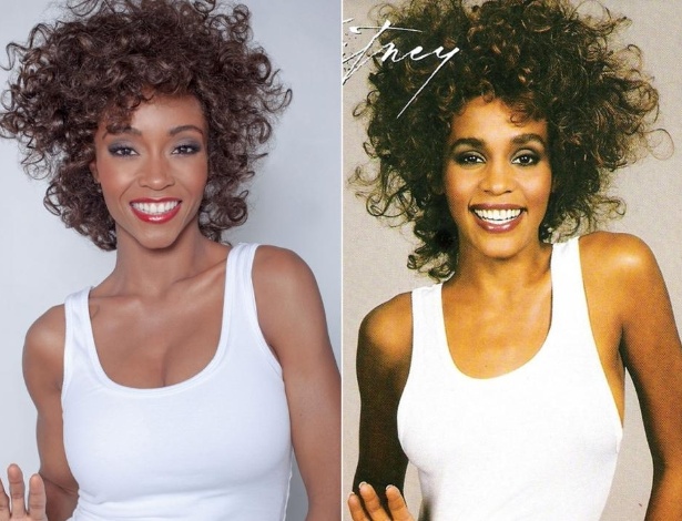 Yaya DaCosta posa como Whitney Houston na capa do disco "Whitney", de 1987 - Reprodução/Lifetime/Wenn