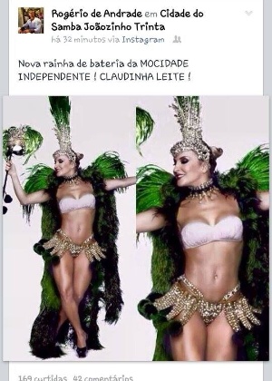 Patrono da Mocidade, Rogério de Andrade anuncia escolha de Claudia Leitte como rainha - Reprodução/Facebook - Reprodução/Facebook