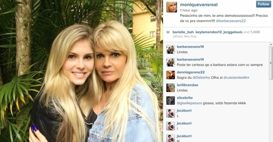 15.ago.2014 - Monique Evans recebeu visita da filha, Bárbara Evans, na clínica psiquiátrica onde está internada no Rio
