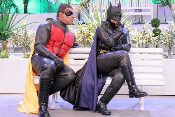  Alexandre Frota e Tuca Laranjeira no quadro Batman e Robin do programa 