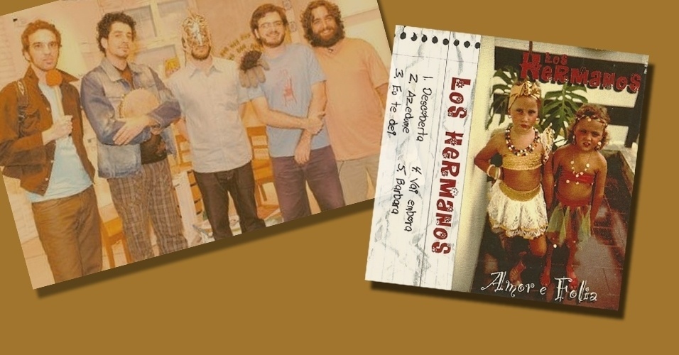 Capa da fita demo "Amor e Folia", lançada em 1998 pelo Los Hermanos. - Montagem UOL/Reprodução Demo Tapes Brasil