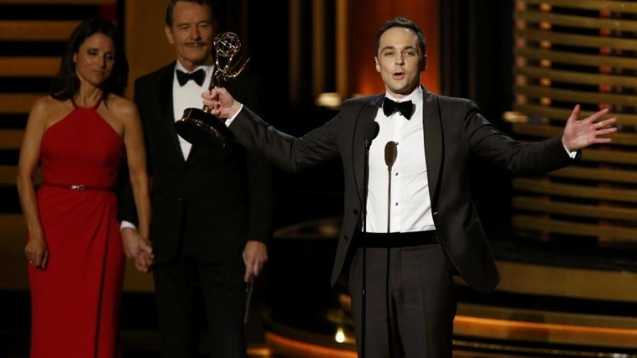 25.ago.2014 - Jim Parsons vence na categoria Melhor Ator de Comédia por "The Big Bang Theory". Este é o quarto Emmy conquistado pelo ator - Mario Anzuoni/Reuters