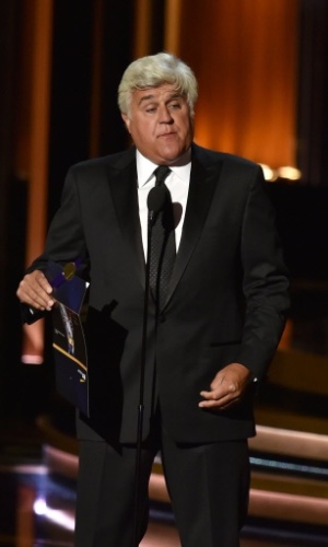 25.ago.2014 - O apresentador Jay Leno participa da 66ª edição do Emmy Awards, que acontece em Los Angeles