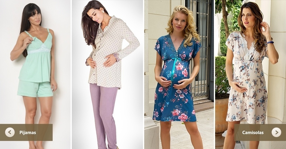 tela do álbum de Gravidez e Filhos com camisolas e pijamas para usar na maternidade - Montagem/Arte UOL