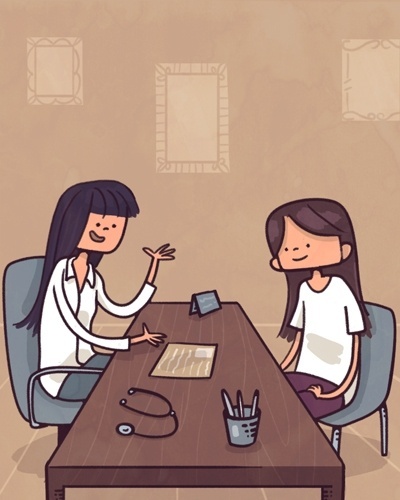 álbum com lições de sexo | 8 - SE ESTIVER COM VERGONHA DE TIRAR SUAS DÚVIDAS EM CASA, PROCURE UM MÉDICO - Igor Pizzuto/Arte UOL