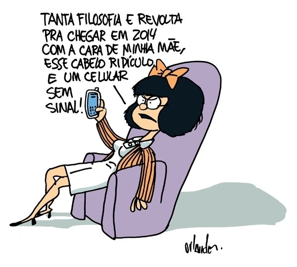 Charge em homenagem a Mafalda por Orlando Pedroso - Orlando/UOL