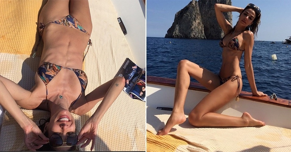 6.set.2014 - Magra, Luciana Gimenez exibe barriga sequinha no Instagram durante passeio de barco em Capri, na Itália. A apresentadora recebeu vários elogios de seus seguidores pela ótima forma