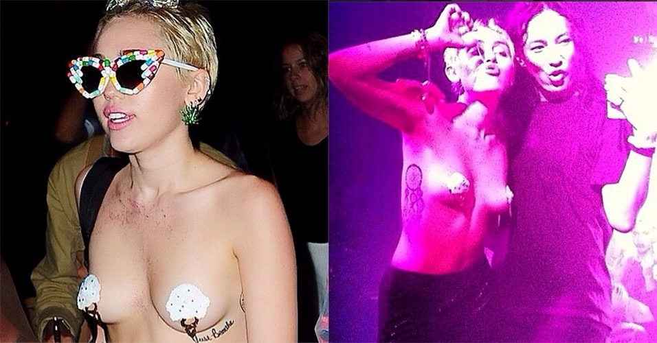 7.set.2014 - Miley Cyrus postou fotos em seu Instagram em que parece soltinha em uma festa em Nova York, que aconteceu na madrugada deste domingo