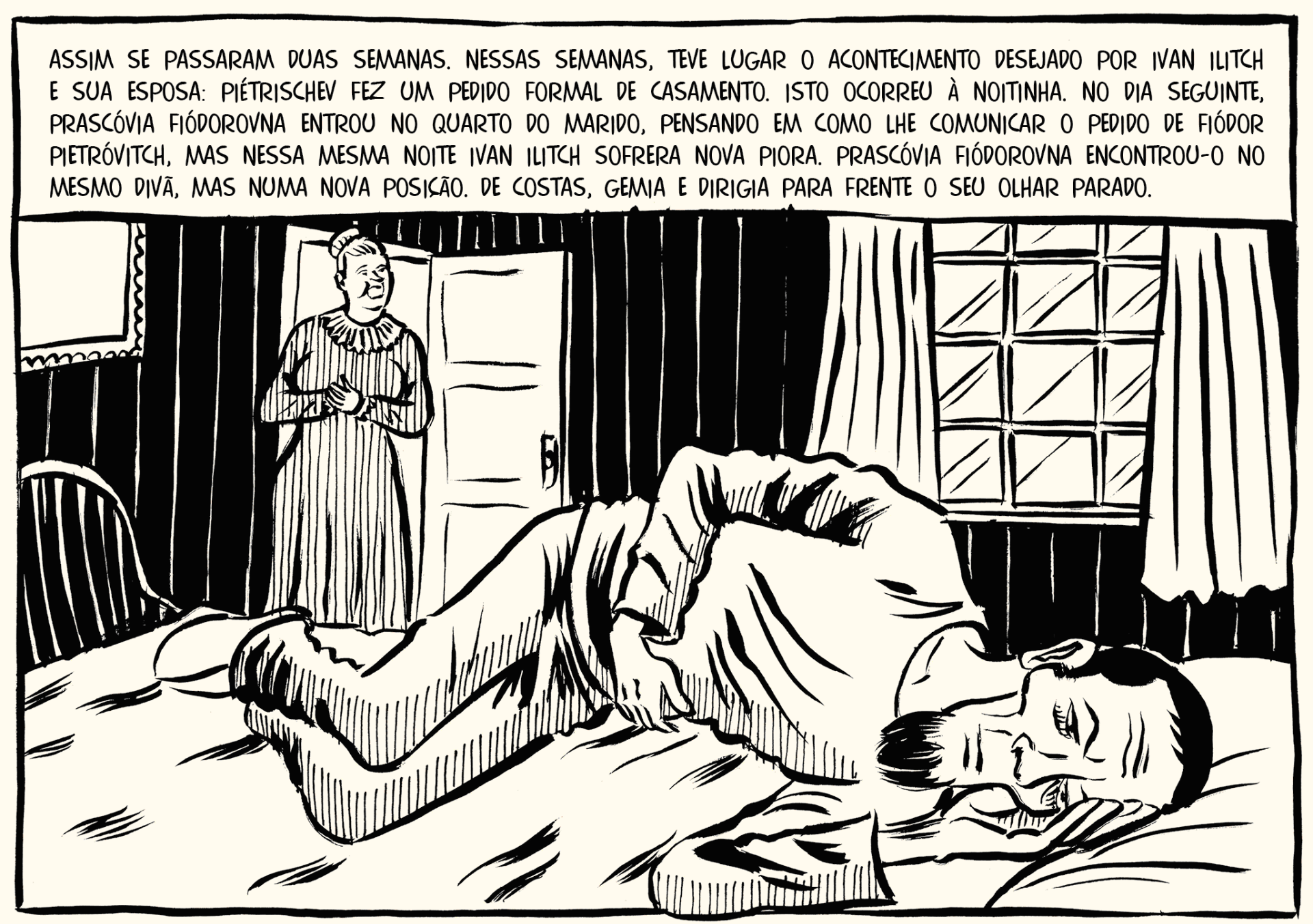 Imagem da HQ "A Morte de Ivan Ilitch" (Peirópolis) - Divulgação