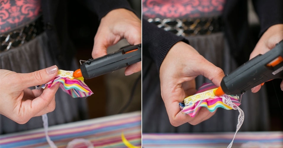 passo a passo de lembrancinha de aniversário com pote de papinha | Para um toque final na tampa do pote, cole, sobre a fita, um pedaço de renda, como mostra a foto - Leonardo Soares/UOL