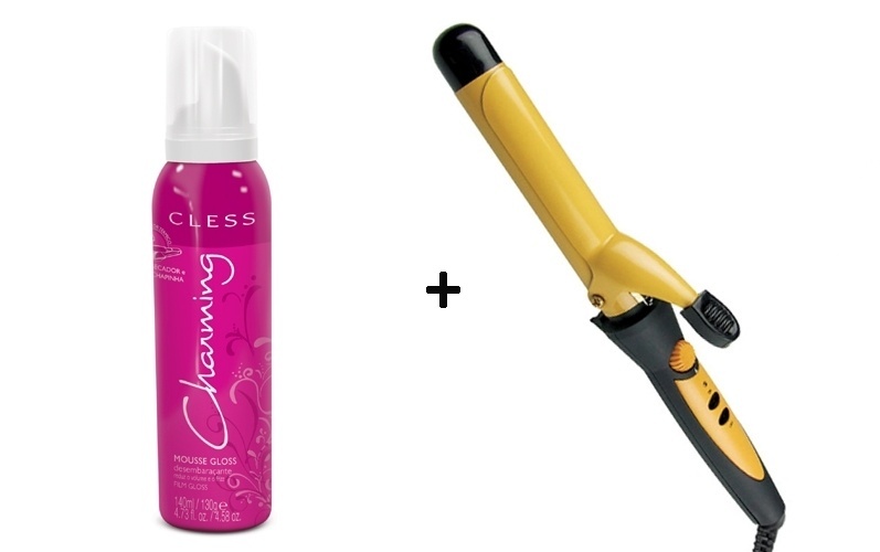 Mousse Charming Gloss, da Cless + Modelador de Cachos Médio, da Mega - Divulgação/Montagem/UOL
