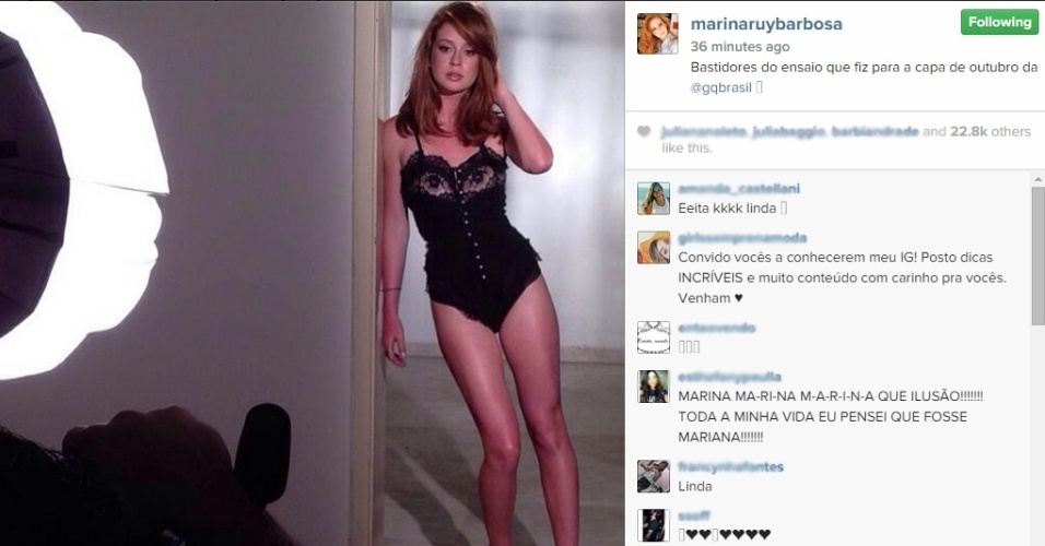 Set.2014 - Marina Ruy Barbosa mostra bastidores do ensaio sensual que fez para a capa da revista GQ Brasil