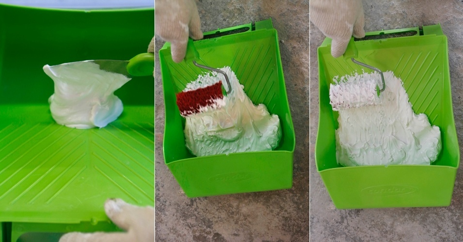 Coloque um pouco de massa para textura na caçamba e, com ela, embeba o rolo cabelinho de anjo - Junior Lago/ UOL