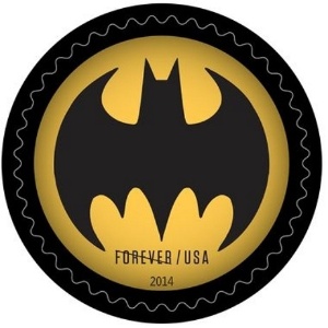 Imagem que pertence à série filatélica que será lançada nos Estados Unidos para comemorar os 75 anos de Batman. O super-herói aparecerá em uma edição limitada de selos a partir do próximo dia 9, revelou Mark Saunders, porta-voz do serviço dos correios americano. - Reprodução