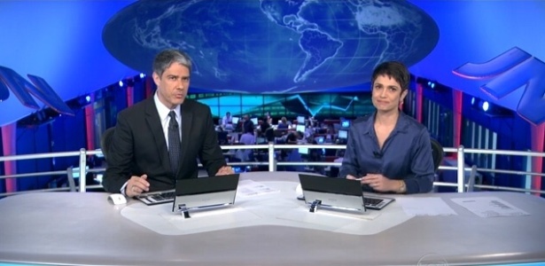 William Bonner e Sandra Annenberg apresentam o "Jornal Nacional" nesta quarta-feira (1)