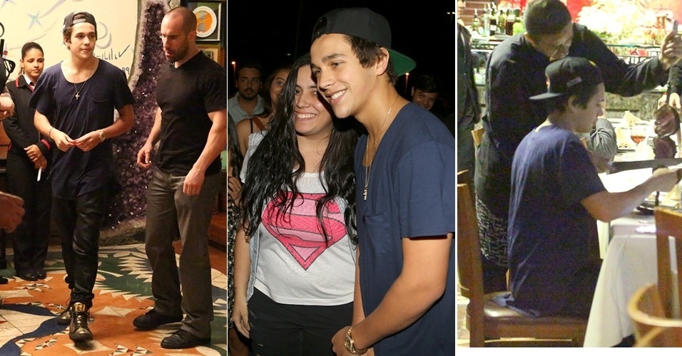 9.out.2014 - O cantor Austin Mahone janta na Churrascaria Porcão, na praia do Flamengo, no Rio