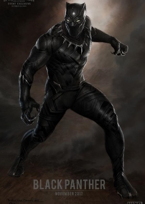 Arte conceitual do Pantera Negra divulgada no evento. O filme do super-herói negro chega aos cinemas em 2017. - Divulgação