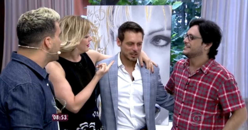 3.nov.2014 - Cláudia Raia, Lúcio Mauro Filho e Luigi Baricelli discutem relacionamentos no "Mais Você"