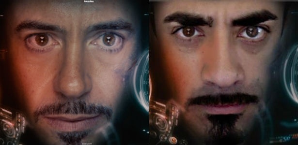 Tony Stark nas versões hollywoodiana, à esquerda, e brasileira, à direita - Divulgação
