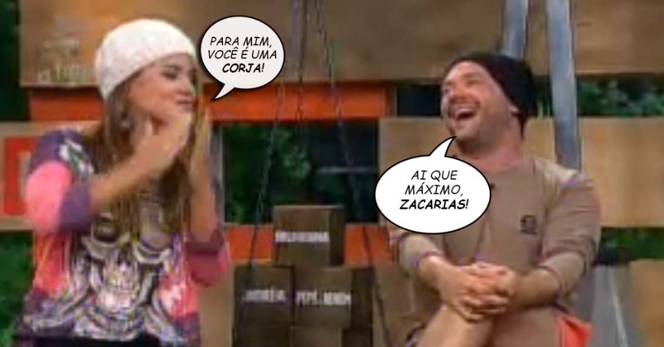 9.nov.2014 - MC Bruninha e Felipeh Campos trocam ofensas durante atividade em "A Fazenda 7"