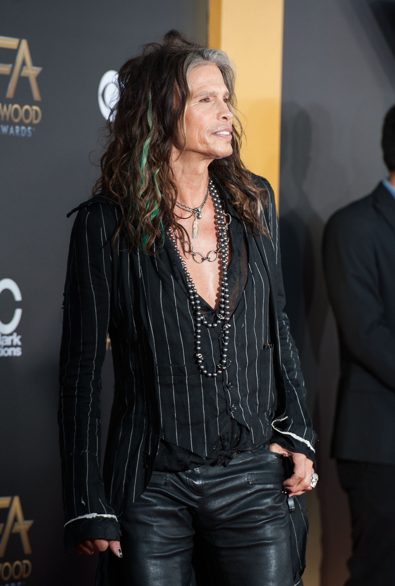 15.nov.2014 - Vocalista do Aerosmith, Steven Tyler chega para a premiação em Hollywood - Valerie/AFP