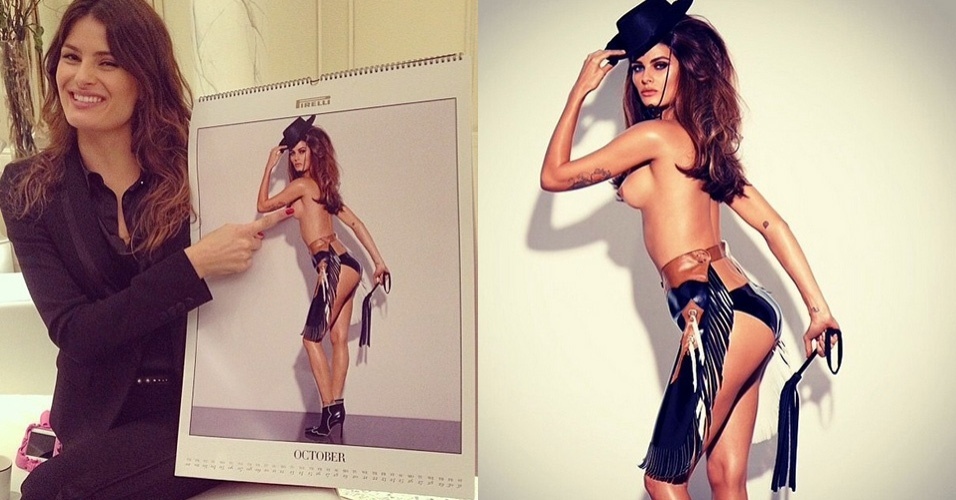 18.nov.2014 - Isabeli Fontana aparece de topless em foto para o calendário Pirelli 2014. A imagem foi publicada pelo fotógrafo Fernando Torquatto