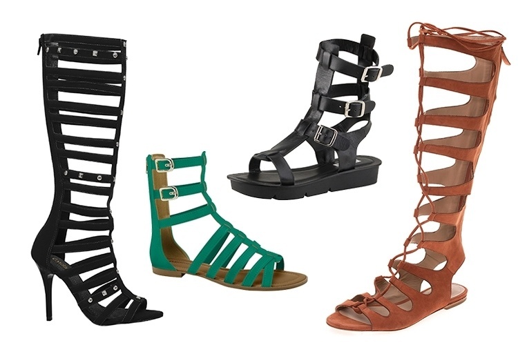 A gladiadora é a sandália mais amada e odiada das mulheres. Por ser um ponto visual pesado no look, pode "engrossar" e "encurtar" as pernas de quem usa. A dica é deixar que a sandália seja o foco do visual e economizar nos outros acessórios. Para evitar o efeito de pernas achatadas, vale usar com calça justa ou saia bem curta. A seguir, veja diferentes modelos da sandália que promete ser o hit dos pés no verão - Divulgação
