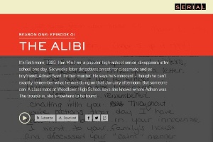 Tela do site onde é possível ouvir episódios do poscast "Serial" - Reprodução