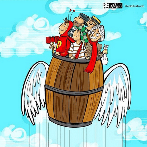 O cartunista venezuelano Eduardo Sanabria, conhecido como Edo, traduz a partida de Roberto Bolaños e seus personagens através de um desenho
