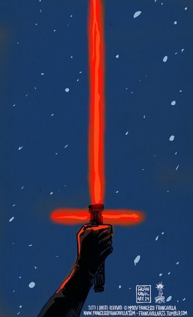 O pôster de Francesco Francavilla mostra o novo sabre de luz que aparece no primeiro trailer de "Star Wars VII" - Francesco Francavilla/Reprodução