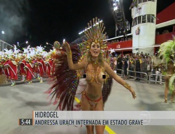 Globo exibe Andressa Urach desfilando pela Leandro de Itaquera no Carnaval 2014