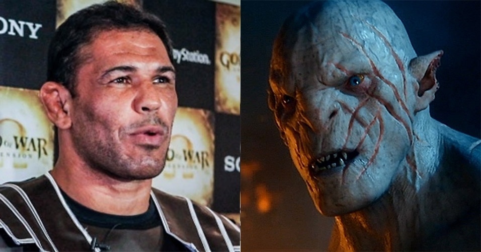 AZOG MINOTAURO - O desfecho da Batalha dos Cinco Exércitos seria bem diferente se o vilão-mór da trilogia, o orc Azog, tivesse as habilidades do nosso campeão de MMA Rodrigo Minotauro - Montagem UOL/Folhapress/Divulgação