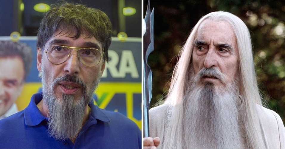 SARUBÃO - Para além da barba matusalêmica, Lobão e o veterano Christopher Lee têm em comum a paixão pelo rock'n'roll. Mesmo aos 92 anos, o intérprete de Saruman na trilogia original continua lançando seus discos de metal progressivo - Montagem UOL/Folhapress/Divulgação
