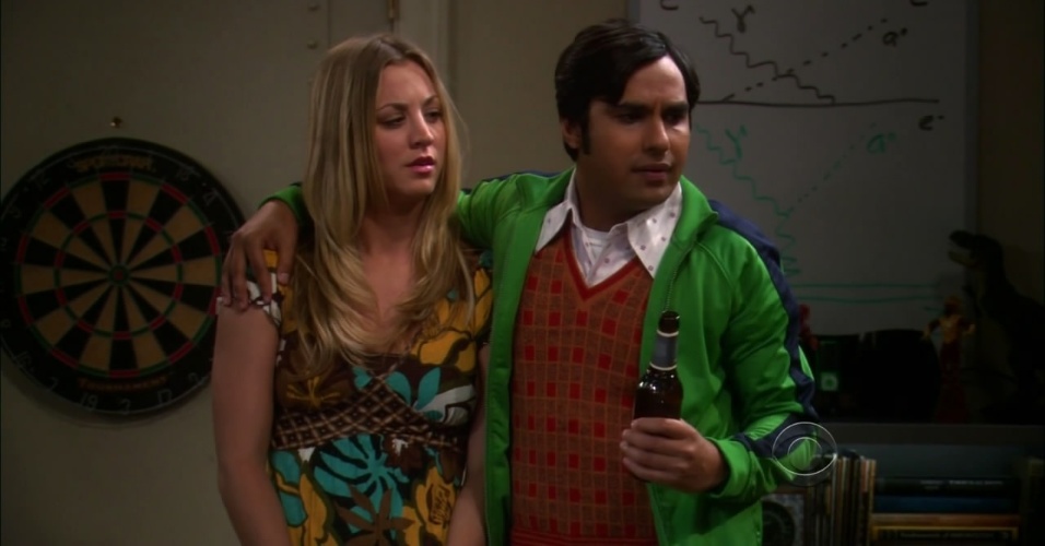 Penny (Kaley Cuoco) e Raj (Kunal Nayyar) na série "The Big Bang Theory"