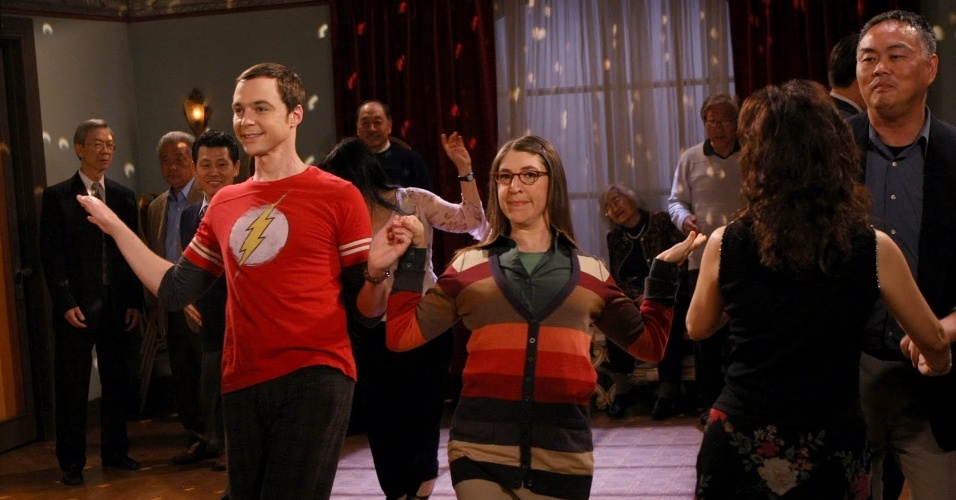Sheldon (Jim Parsons) e Amy (Mayim Bialik) na série "The Big Bang Theory"