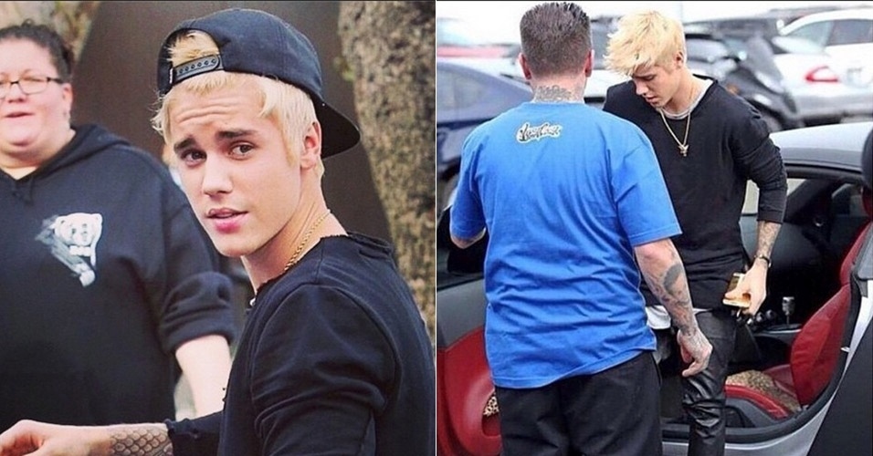 8.dez.2014 - Justin Bieber posta fotos com cabelo platinado