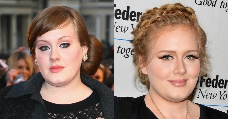 Antes e depois das sobrancelhas de Adele - Getty Images