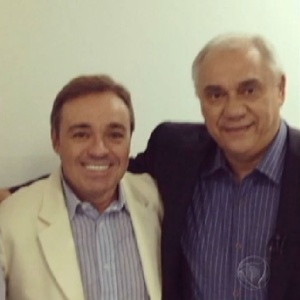 Gugu e Marcelo Rezende, nos corredores da Record