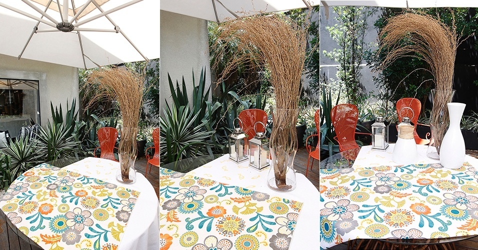 A decoração é importante para estimular o clima festivo. Portanto, crie ou escolha arranjos em diversas alturas e inicie a arrumação por eles. Colocando primeiro as peças mais altas e que ficarão ao fundo. Depois vá dispondo os outros enfeites e apetrechos no entorno. Vale usar lanternas de metal, vasos em padrões, modelos e materiais diversos e outros pequenos adornos (de ferro, louça ou madeira, de acordo com o 'tema' da mesa) - Reinaldo Canato/ UOL