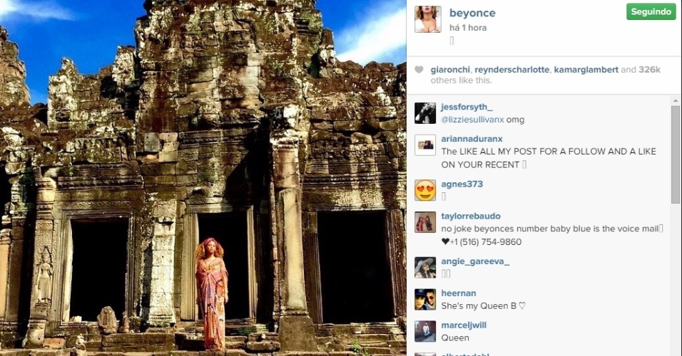Cantora Beyoncé curte o início de 2015 no Camboja