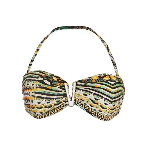 Top de biquíni em tons de amarelo, azul e preto, da Blue Beach. Preço: R$ 89. Informações: www.bluebeach.com.br | Preço e disponibilidade pesquisados em janeiro de 2014 e sujeitos a alterações - Divulgação